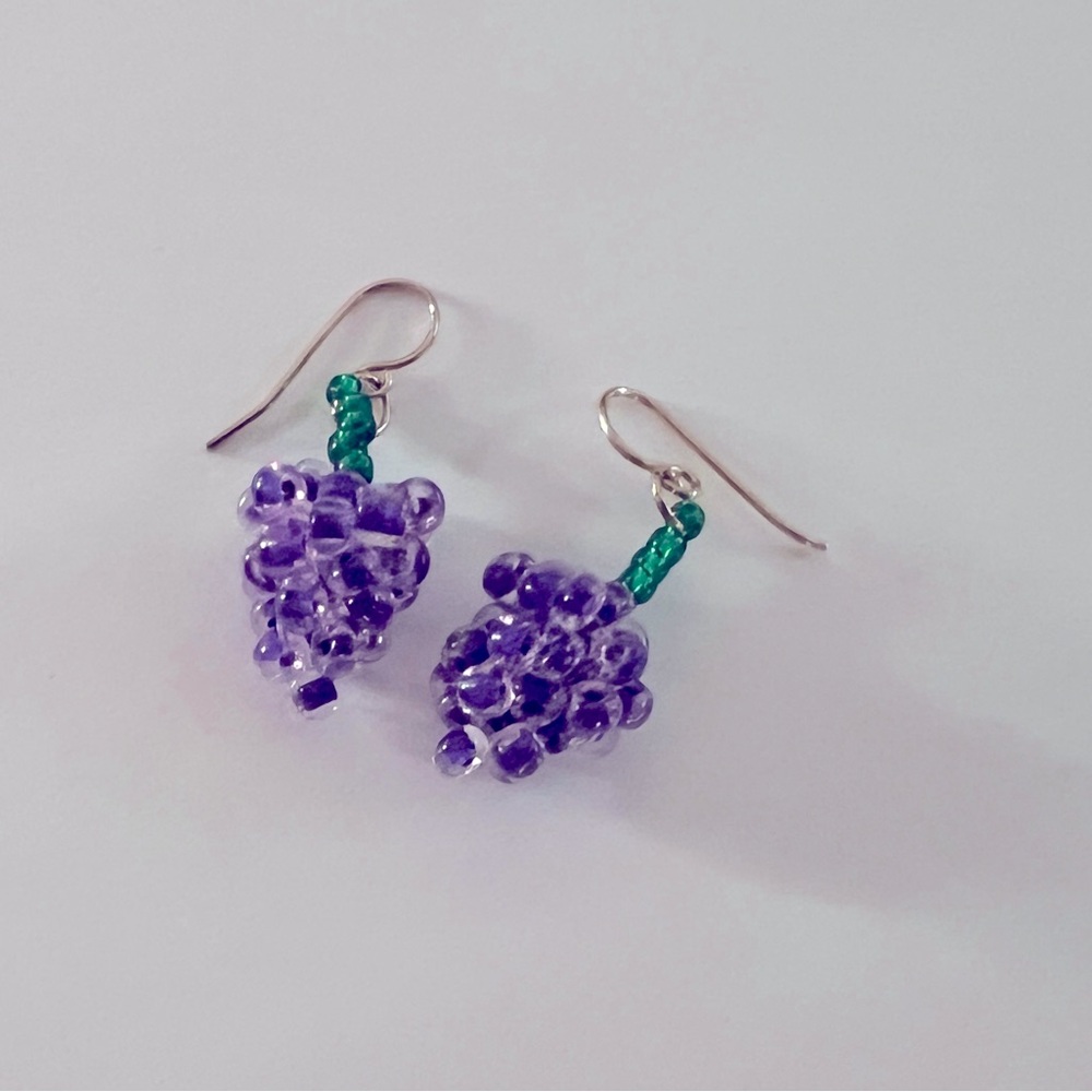 Beaded Grape Earrings